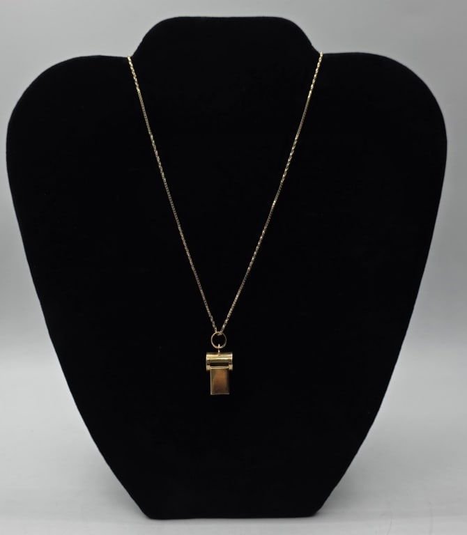 14k Whistle Pendant on Chain - 6.43g (1 of 10)