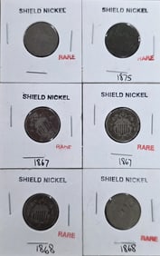 6 U.S. Shield Nickels