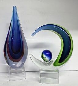 Pair of Vintage Murano Art Glass Sculptures