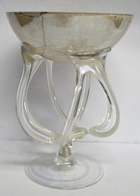 Vintage Zorza Jellyfish Art Glass Pedestal Bowl