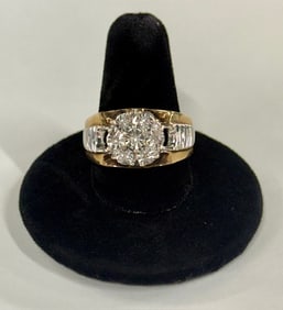 Men's 10k Two Toned Diamond Ring - 6.65g TW