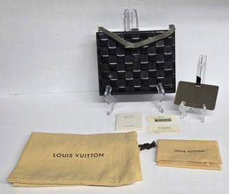 L.E. Louis Vuitton Black Damier Vernis Ange Clutch