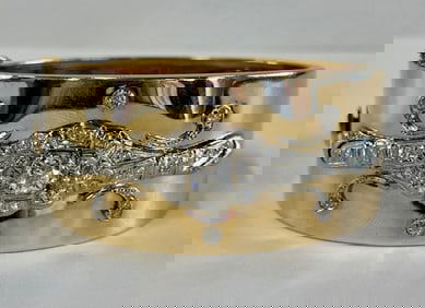 14K Gold & Diamond Hinged Bangle Bracelet 46.5g TW