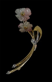 18k Gold & Diamond Floral Spray Brooch 18g TW