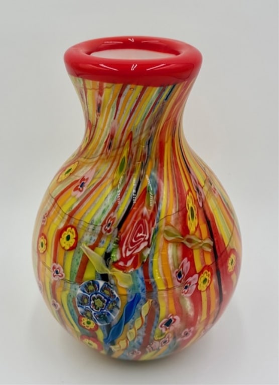 Murano Millefiori Style Handblown Glass Vase (1 of 13)