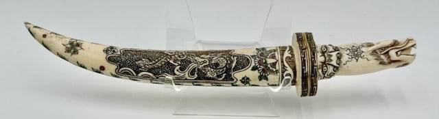 Vintage Carved Chinese Dragon Knife & Sheath (1 of 14)