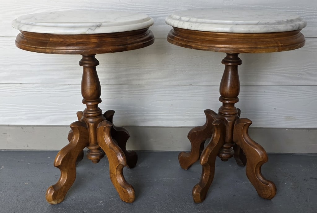 Pair of Vintage Victorian Marble Top Side Tables (1 of 9)
