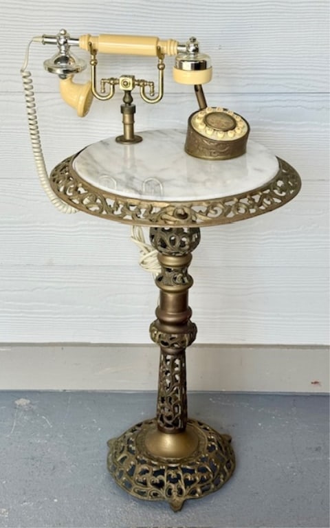 Vintage Brass & Marble Telephone Table (1 of 13)