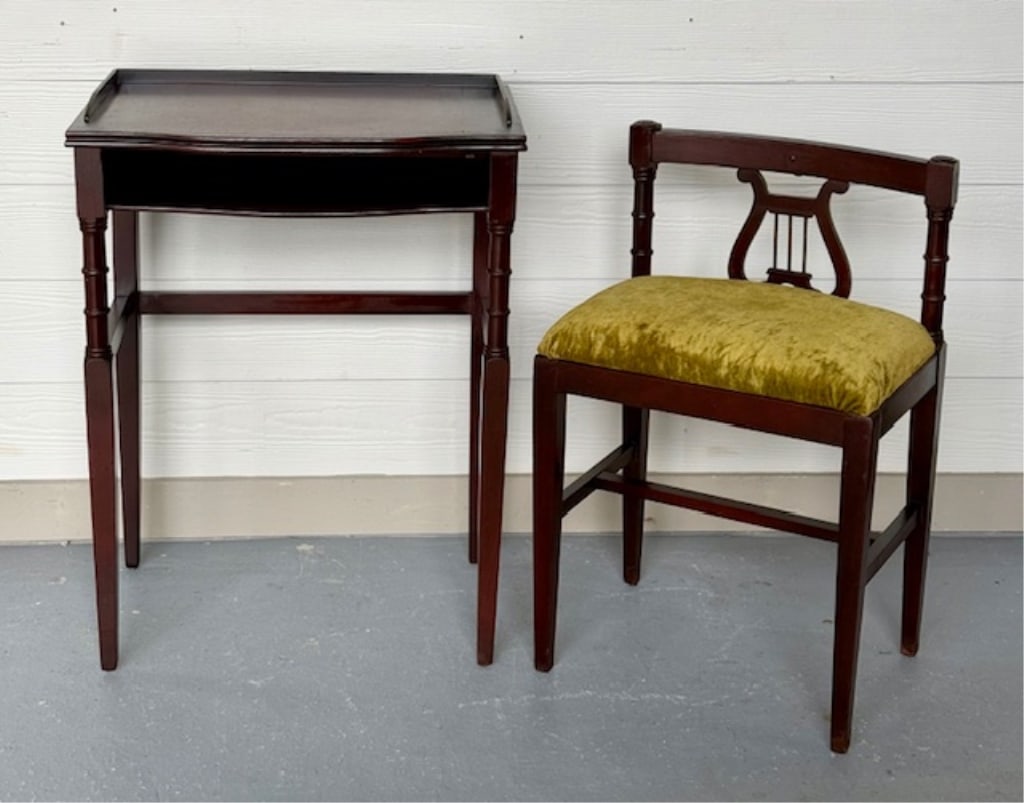 Vintage Mahogany Writing Desk & Lyre Back Chair (1 of 19)