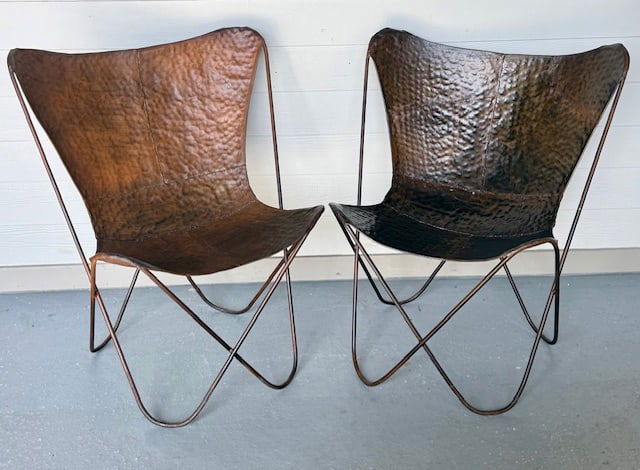 Pair of Handcrafted Hammered Metal Chairs (1 of 10)