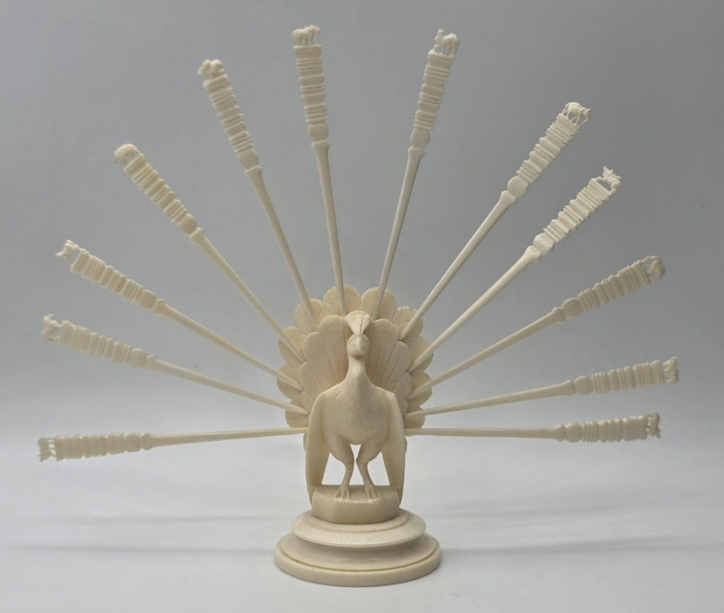 Vintage Carved Peacock Toothpick Holder (1 of 10)