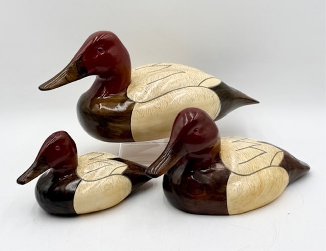 3pc Hand Crafted Canvas Back Duck Decoys (1 of 14)