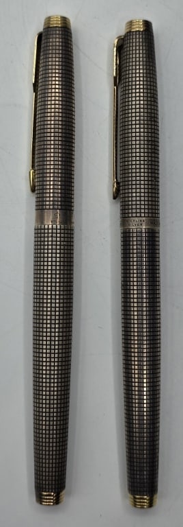 Pair Parker 75 Cisele S.S. Gold Nib Fountain Pens - 3