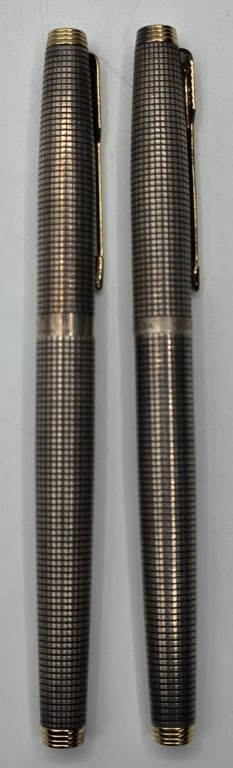 Pair Parker 75 Cisele S.S. Gold Nib Fountain Pens - 4