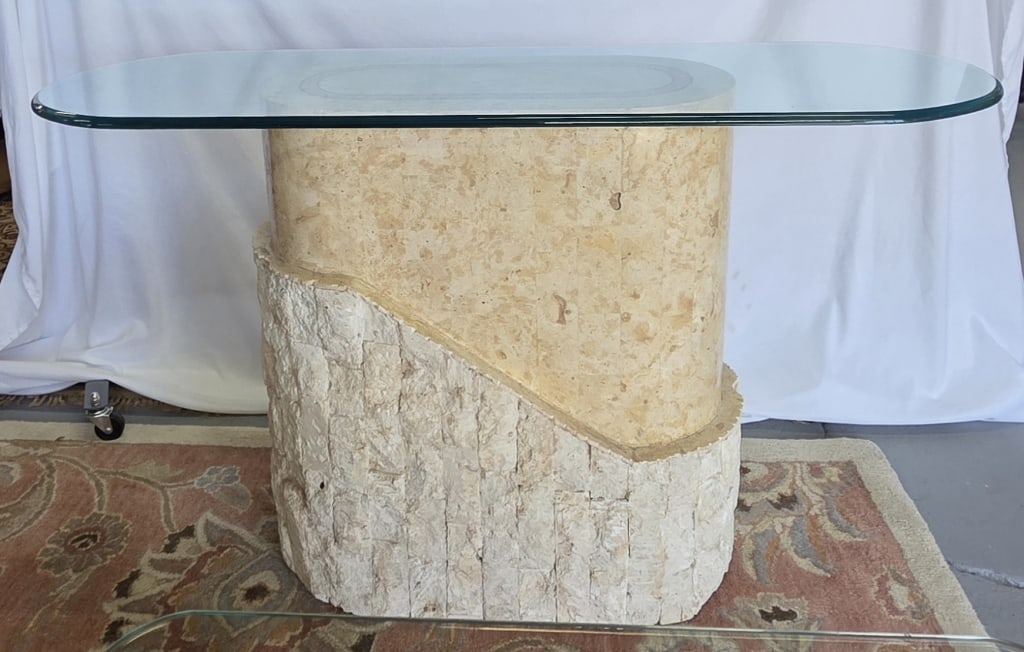Postmodern Faux Tessellated Stone Console Table (1 of 6)