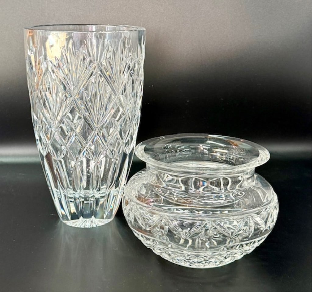 Waterford Crystal Vase and Bowl: Waterford crystal vase and bowl. Includes 8.5" Westbrooke vase and 4.25" Ballina bowl. In excellent condition with no chips or cracks. Photos are considered part of the condition and description.