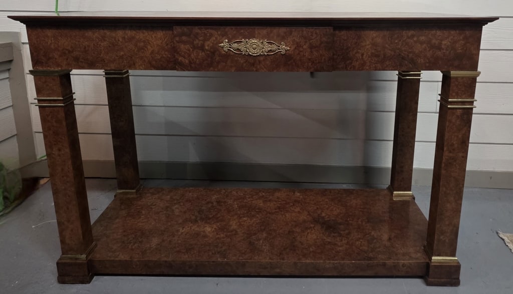 Baker Furniture Neoclassical Burl Wood Console (1 of 5)