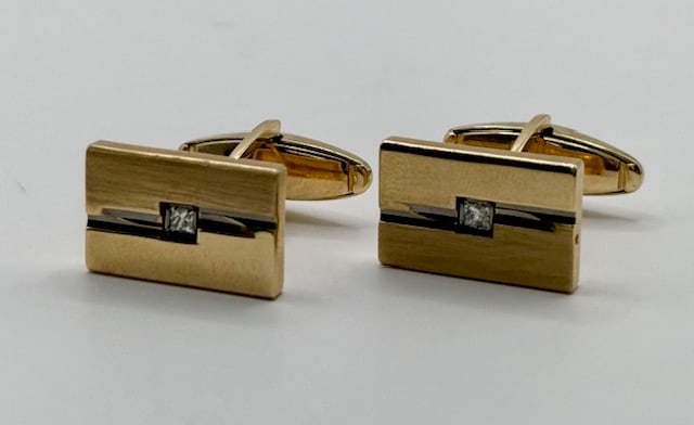 14k Diamond Lemans Cufflinks - 10.3g TW (1 of 13)