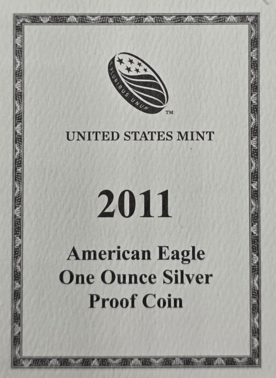 U.S. Mint 2011 American Eagle Silver Proof Coin - 5
