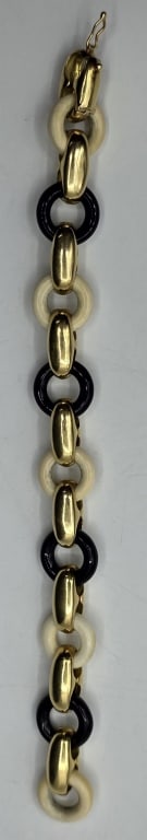 Rare Vtg Tiffany & CO 18kt Bone & Onyx Bracelet - 3