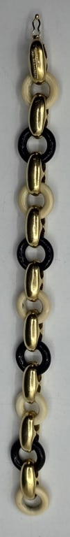 Rare Vtg Tiffany & CO 18kt Bone & Onyx Bracelet - 4