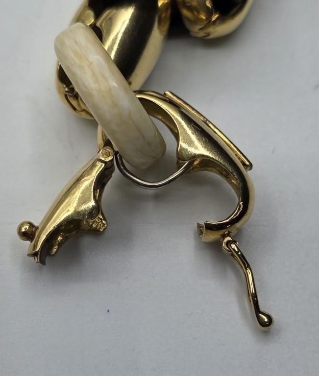 Rare Vtg Tiffany & CO 18kt Bone & Onyx Bracelet - 6