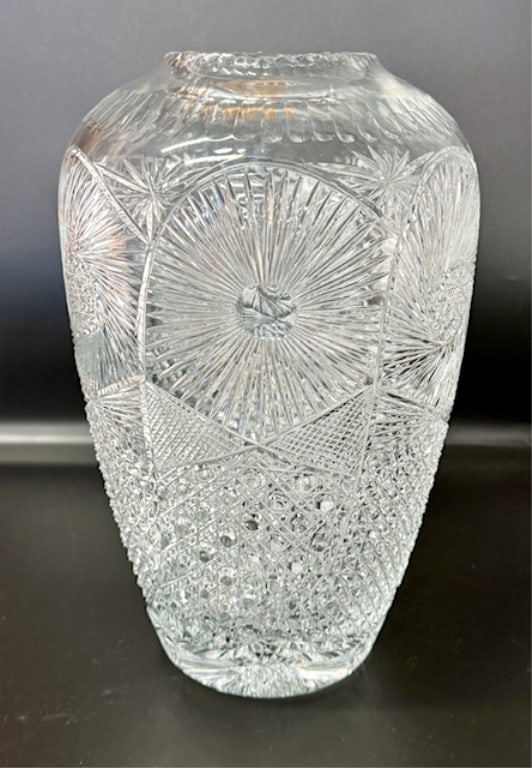 Large Vintage Cut Glass Vase (1 of 10)