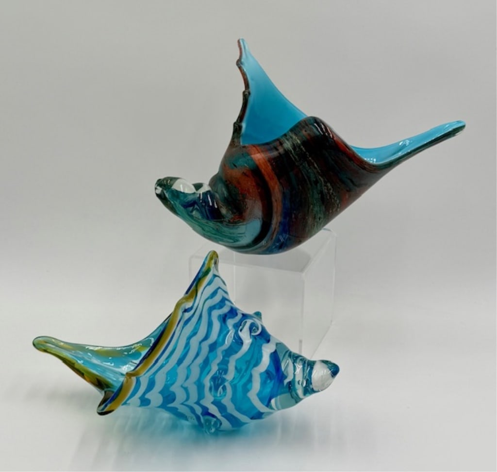 Pair Murano Hand Blown Art Glass Conch Shells (1 of 18)