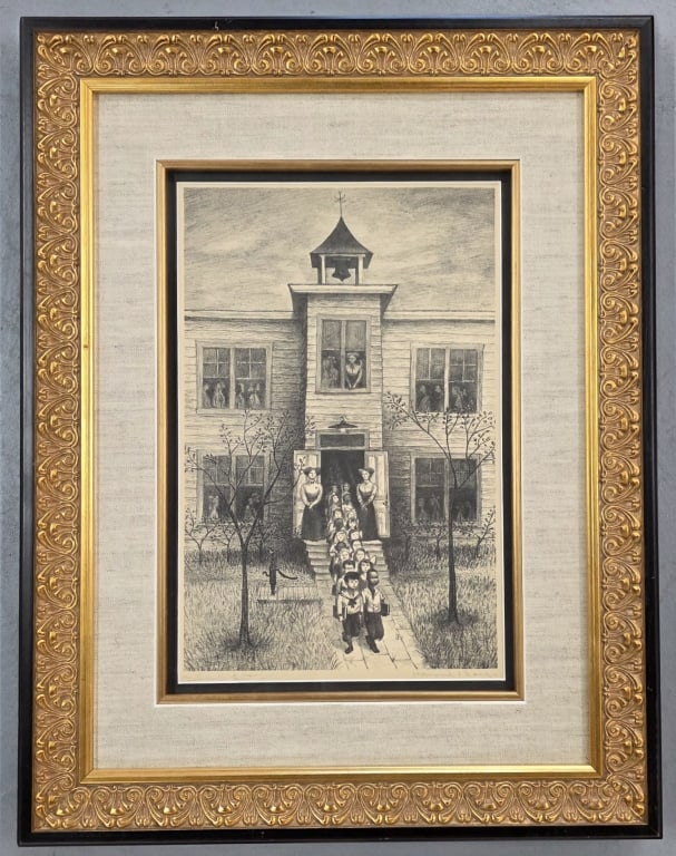 L.E. Framed Howard Baer "School's Out" Lithograph: Limited edition framed lithograph print titled "School's Out" signed by Howard Baer. Approximately 21"h x 16.5"w. Photos are considered part of the condition and description. 505-32