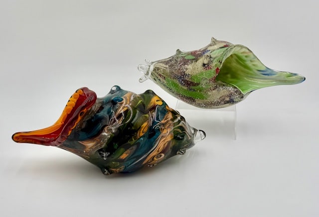 Pr. Murano Style Art Glass Nautilus Shells (1 of 16)