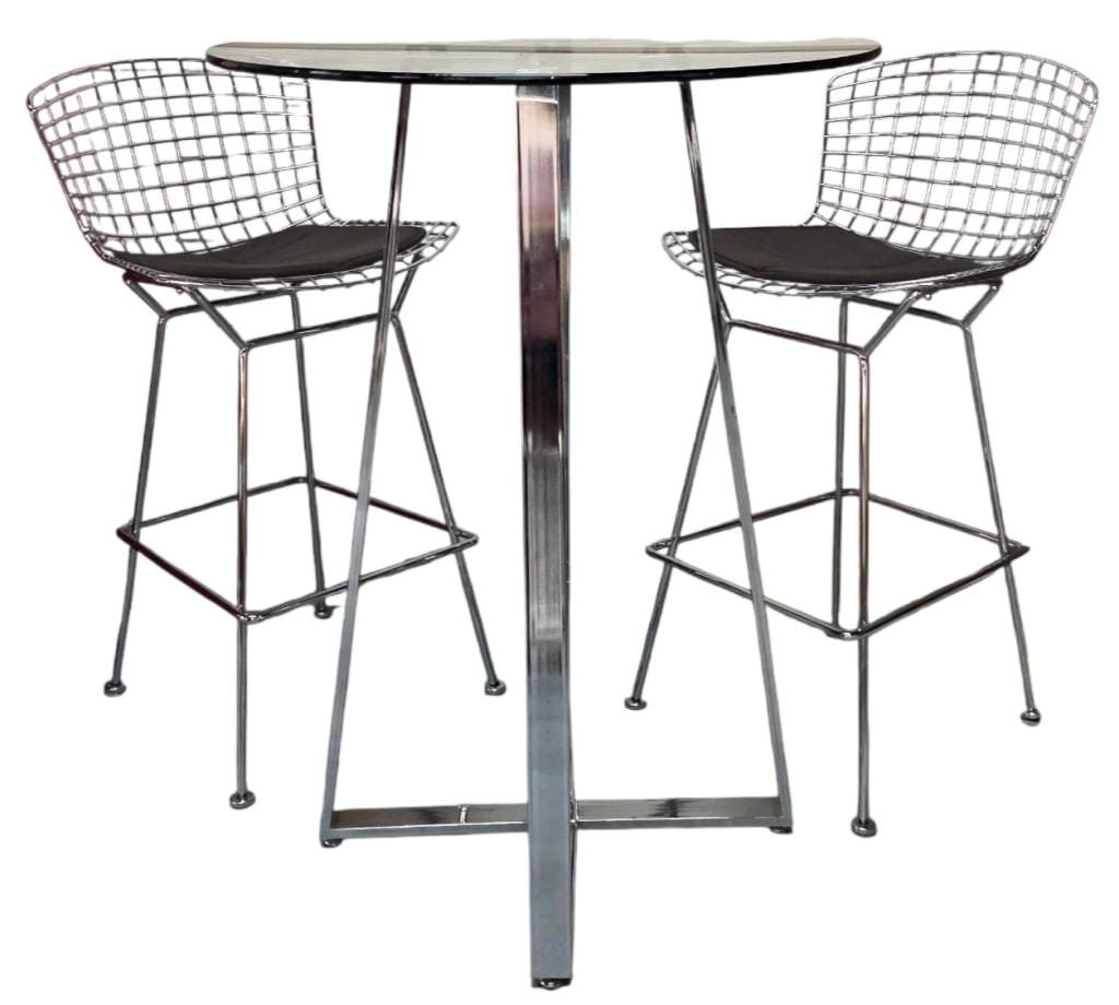 MCM Knoll Style Chrome Cafe Table & Chairs (1 of 6)