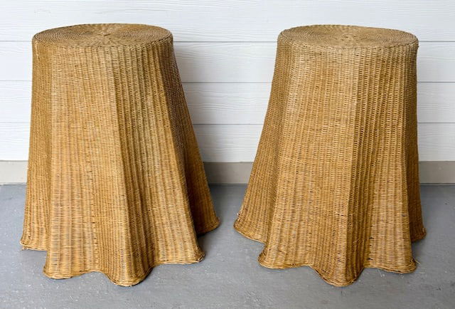 Pr. Trompe L'oeil Style Wicker "Ghost" Side Table (1 of 14)