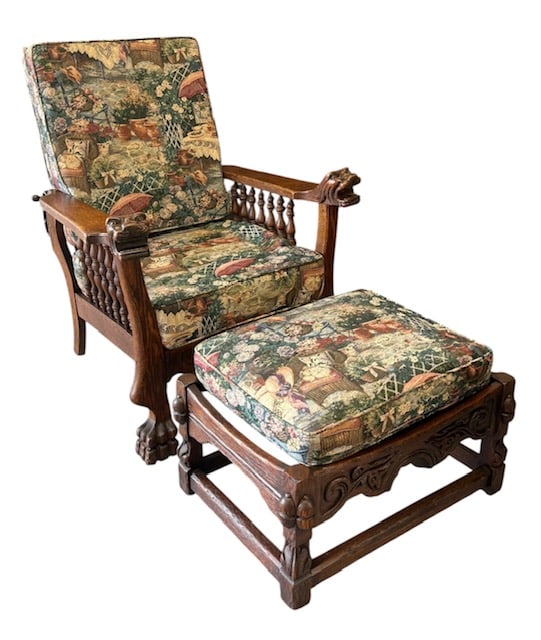 Antique Victorian Morris Chair & Ottoman (1 of 12)