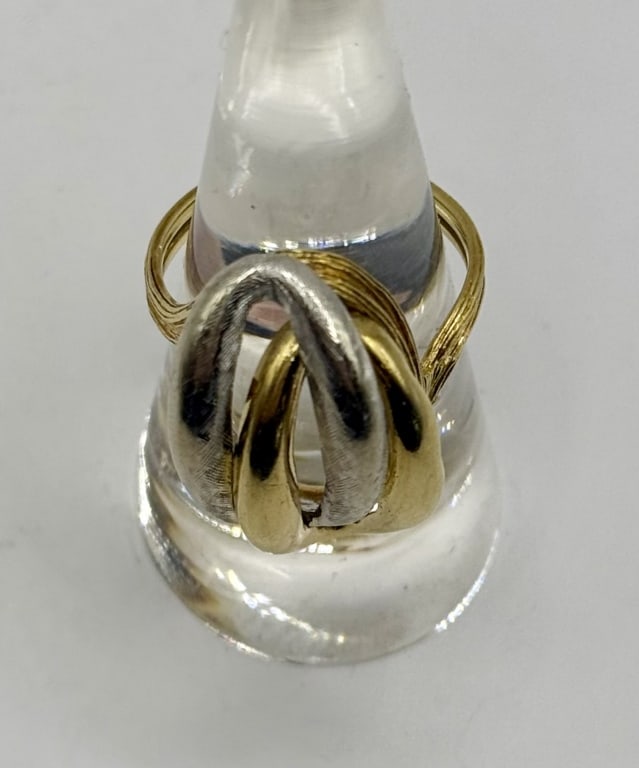 18k Two Tone Multi-dimensional Ring - 6.43g - 4