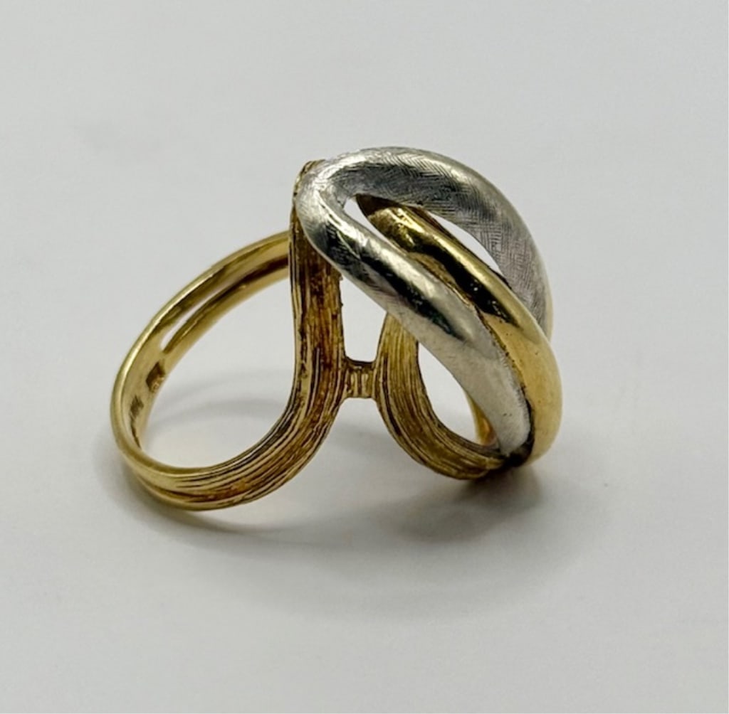 18k Two Tone Multi-dimensional Ring - 6.43g - 6