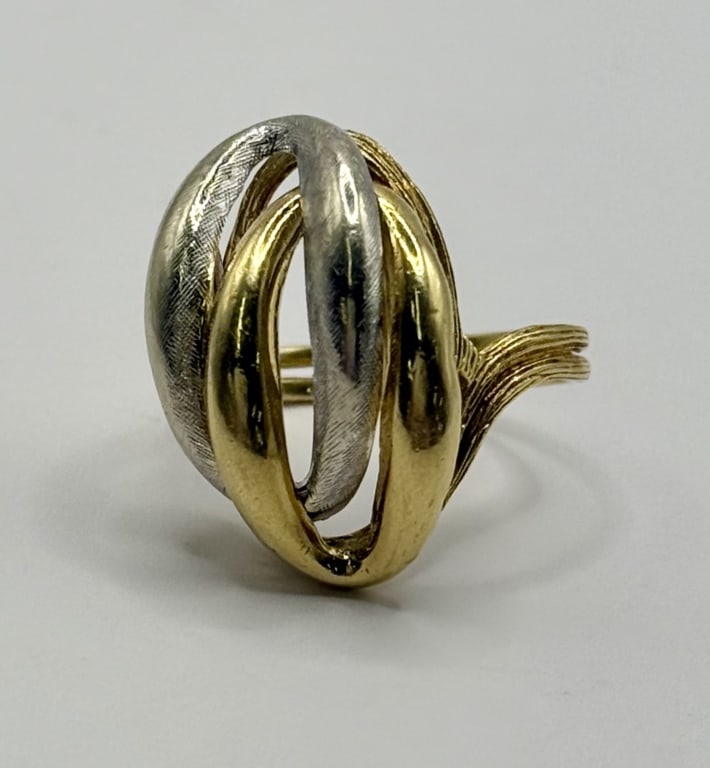 18k Two Tone Multi-dimensional Ring - 6.43g - 7