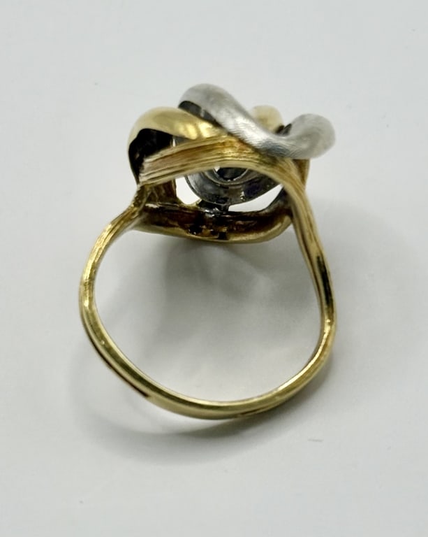 18k Two Tone Multi-dimensional Ring - 6.43g - 9