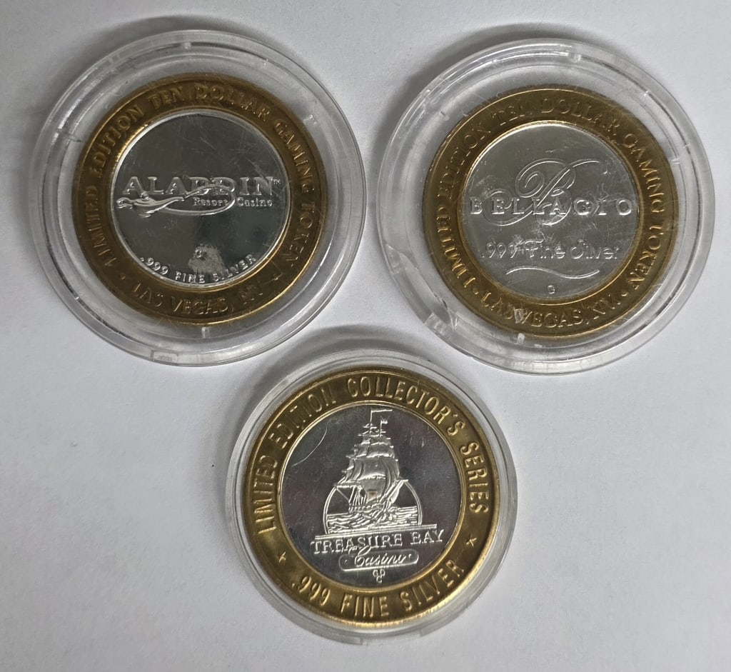 L.E. .999 Silver Las Vegas Casino Tokens (1 of 8)
