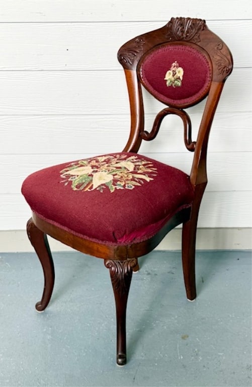 Antique Victorian Style Needlepoint Parlor Chair (1 of 12)