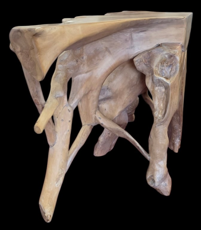 Handcrafted Teak Root Console Table - 2