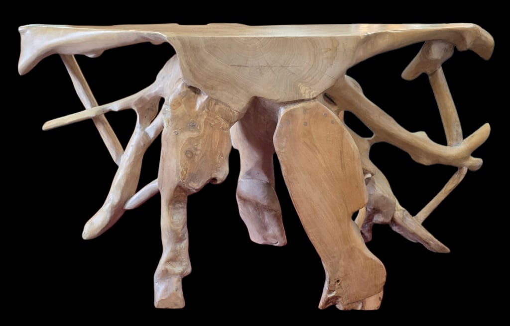 Handcrafted Teak Root Console Table - 3
