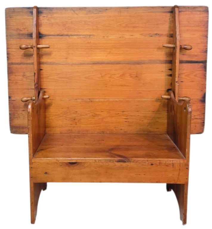 Antique Convertible Pine Table Bench - 4