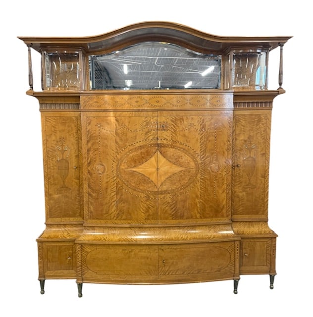 Large Vintage Inlaid Burl Wood Credenza (1 of 11)