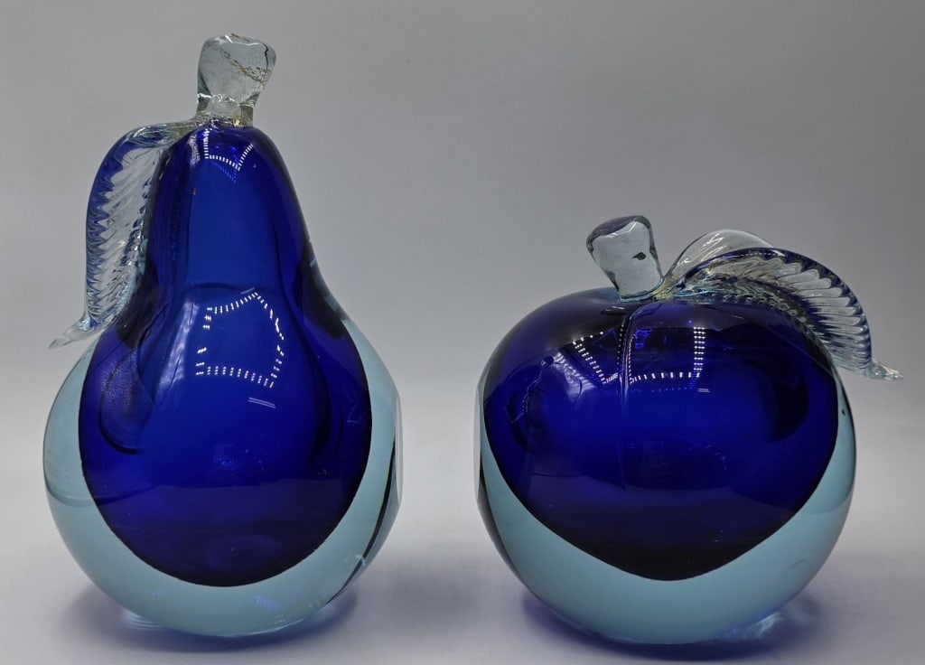 Pr. Vintage Murano Style Art Glass Fruit Bookends (1 of 9)