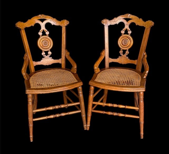 Pair of Vintage Eastlake Style Open Arm Chairs (1 of 12)