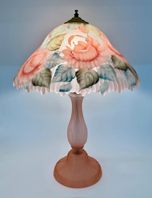 Stunning Signed Reverse Painted Art Glass Lamp (1 of 14)