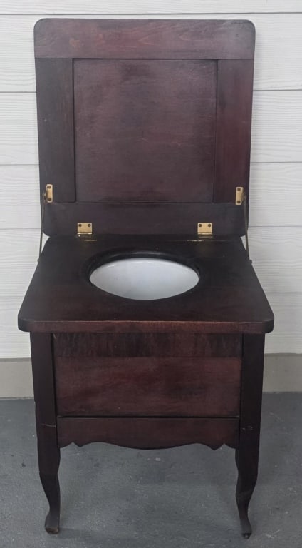 Antique Wooden Commode Chair (1 of 7)