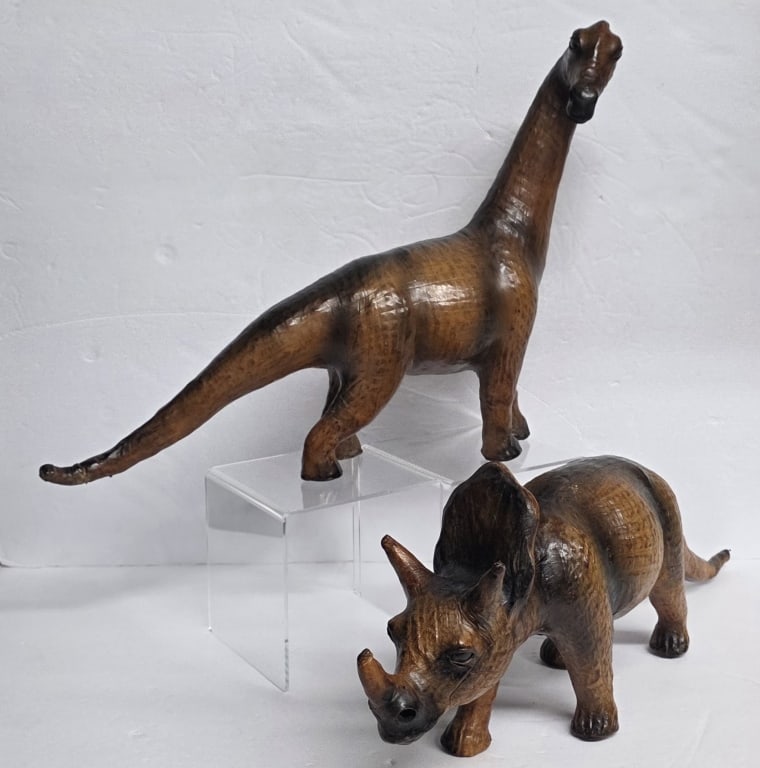 Pair Handcrafted Leather Wrapped Dinosaurs (1 of 10)