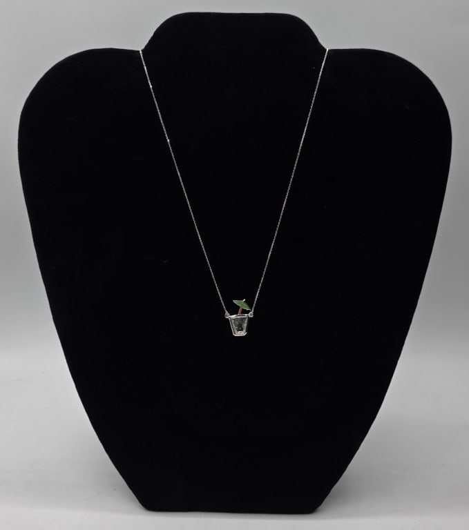 14k Diamond Novelty Drink Necklace W/GIA -2.81g TW (1 of 11)