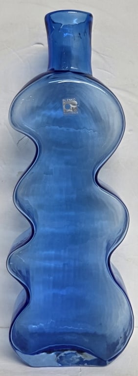 Blenko Glass Cobalt Blue Puzzle Wiggle Vase (1 of 9)